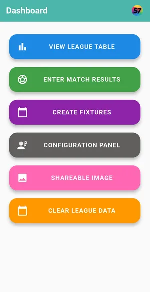 Supersevens app dashboard: large, high-contrast buttons for each task, easy to read for users with sight issues